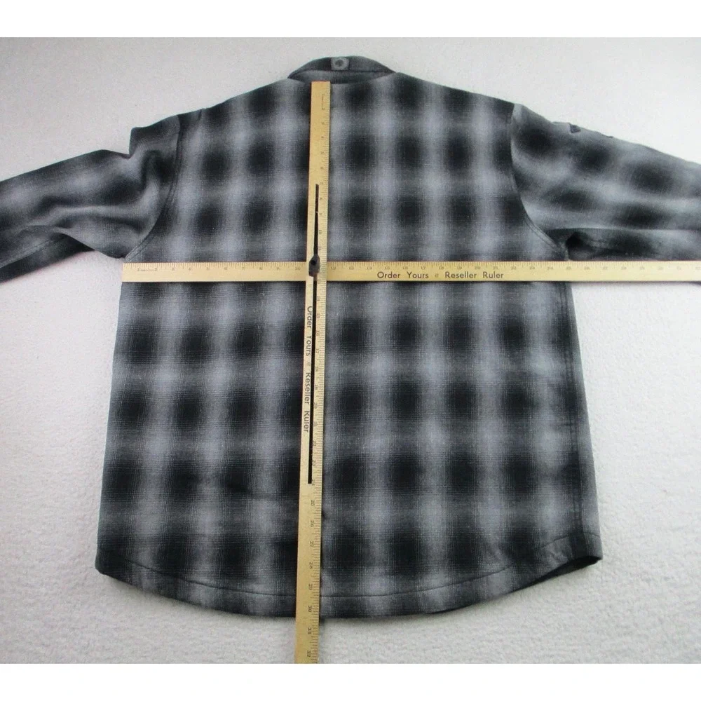 Affliction Jacket Mens XL Shacket Black Plaid Flannel‎ Snap Live Fast 110WW574